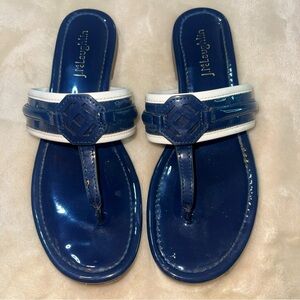 J McLaughlin Navy/White Nixi Thong Sandal Size 7 Comfy Summer